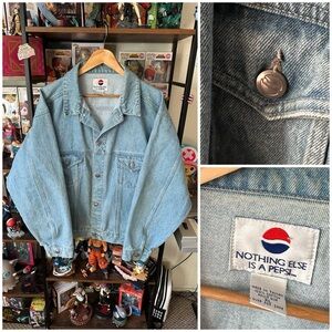 Vintage Pepsi Denim Jacket Light Wash Men’s XL Faded Distressed